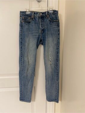 Levi's 501 Original Straight Leg Distressed Jeans Medium Wash Size 26